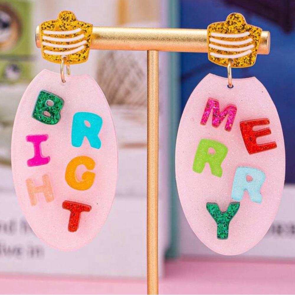 Merry And Bright Acrylic Earrings